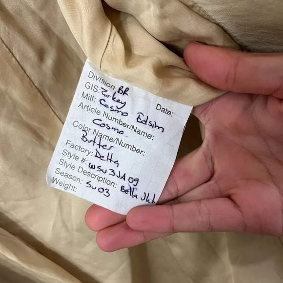 Designer Unique Women Biege Cosmo Bella Leather Biker Jacket Classic Pockets Vtg - Picture 2 of 11